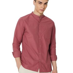 Symbol Premium Men's Mandarin Collar Casual Cotton Poplin Shirt - Regular Fit |Full Sleeve | Pure Cotton (Available in Plus Sizes)