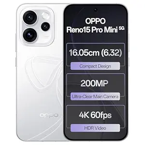 Oppo Reno15Pro mini 5G (Glacier White, 12GB RAM, 256GB Storage) with No Cost EMI/Additional Exchange Offers